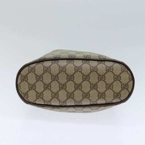 GUCCI GG Supreme Web Sherry Line Shoulder Bag PVC Leather Beige Auth 79176 - Picture 9 of 16